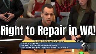 Louis Rossmann Right to Repair testimony in Washington SB 5799