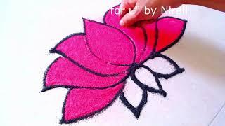 Easy Lotus flowers rangoli by Nirali | Vasant Panchami Rangoli Design| Rangoli for Basant Panchami21