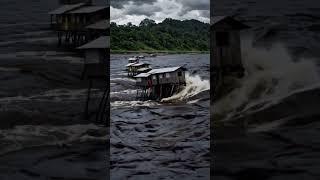 Amazon River houses are built to float, but in sudden flash floods, they can break #love flashflood