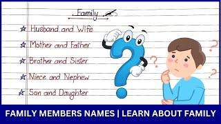 Family Members Names | Learn About Family Members | Names of Family Members in English