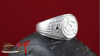 925 Sterling Silver Antique Masonic Ring Master Freemason Square and Compass