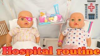 Baby Annabell and Eva dolls Hospital Morning Routine feeding and changing baby dolls