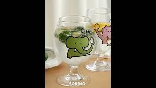 띠끄룸 Cheers Zoo Glass 고블렛잔 미니 맥주잔 와인잔 세트 귀여운컵