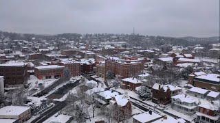 01-31-2021 Staunton, VA - Drone Aerials over Town, Snow Along I-81