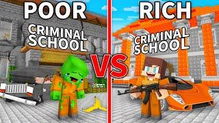 Mikey Poor vs JJ Rich Criminal School in Minecraft (Maizen)