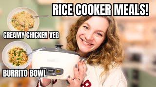 EASY RICE COOKER MEALS FOR ONE! SINGLE SERVING CHICKEN & RICE AND BURRITO BOWL!