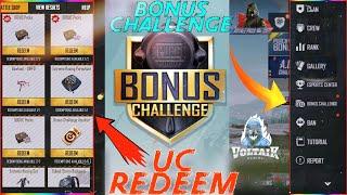 AFTER UPDATE HOW TO REDEEM UC FROM BONUS CHALLENGE | HOW TO GET BONUS CHALLENGE OPTIONS | VoltaiK |