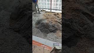 Concrete mixes sand to make mortar
