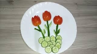 Salad decoration/simple and easy/cutting/alisha"s kitchen/salad art