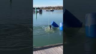 JAWS in Gosport… Sunken boat towed underwater during salvage.