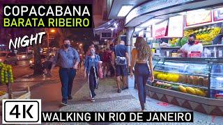 Walking in Copacabana: Barata Ribeiro at Night | Rio de Janeiro, Brazil |【4K】Binaural | 2020