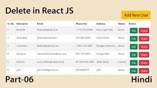 Delete row data in React JS | React CRUD Tutorial with Node
