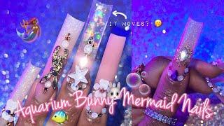 Aquarium Bunny Mermaid Nails | Watch Me Work + Tutorial ‍️🫧