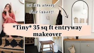 *TINY* Entryway Makeover + DIY Ikea Shoe Cabinet Upgrade! | My Rental Reno S3 E7