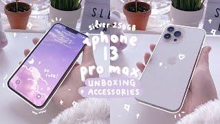 [ unboxing  ] aesthetic iphone 13 pro max & accessories ⭐️ | silver 256gb