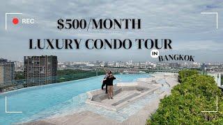 $500/Month Luxury Condo Tour in Bangkok | Rock climbing wall, 3 pools, 2 gyms  and so much more