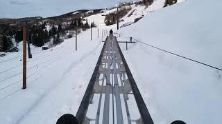 Riding the outlaw Mountain Coaster in Steamboat Colorado