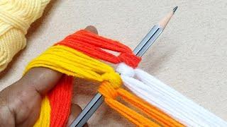 Amazing 3 Beautiful Woolen Yarn flower making ideas with Pencil | Easy Sewing Hack