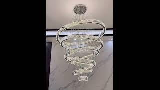 Chrome/ Silver Crystal Ring Chandelier for Living Room/ Hall