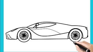 How To Draw A Car - Ferrari - Easy sport car drawing step by step