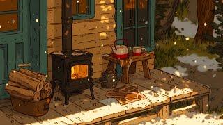 Cozy Fireplace & Hot Coffee Lofi Coffee - Lofi Winter  Study/Work/Chill