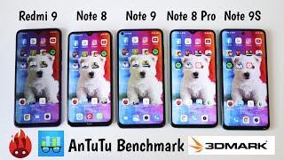 Redmi Note 9 vs Note 8 Pro vs Redmi 9 vs Note 8 vs Note 9S | Antutu benchmark