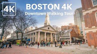 [4K] BOSTON, MA - Downtown Boston Walking Tour, Faneuil Hall, Quincy Market, Haymarket - USA Travel