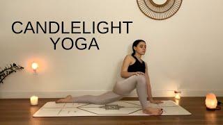 Candlelight Yoga For Evening Relaxation | 35-Min Gentle Slow Flow Class ~ HappyHaves Full Moon