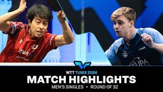 Hiroto Shinozuka vs Truls Moregard | MS R32 | WTT Contender Tunis 2024