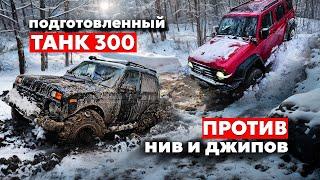 Прокаченный TANK 300 против НИВЫ и Вранглеров на бездорожье!