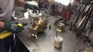 Soldering a 100 year old antique brass Russian Samovar