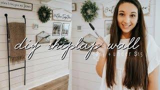 How to DIY Shiplap Wall! Easy + Under $15 (no power tools required) Faux shiplap tutorial!