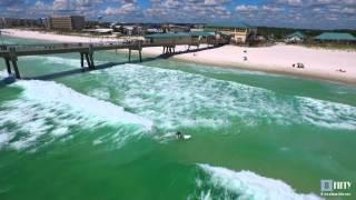 Surfers at Okaloosa Island Pier (DJI)