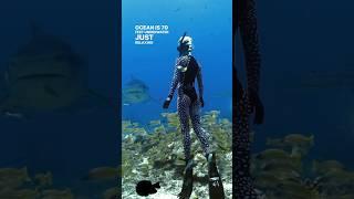 70ft on one breath  @OCEANRAMSEYSHARKS #diving #onebreath #sharks #maldives #wifey #a
