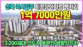 신축 1억7000만원 즉시입주 미분양아파트 최저가 땡처리 실입주금 3,000만원대로 내집마련 천안 한양수자인 에코시티 줍줍