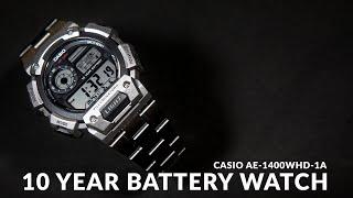 10 YEAR BATTERY WATCH - CASIO AE-1400WHD-1A STAINLESS STEEL BAND