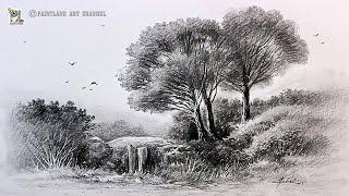 How to draw Realistic Landscape Art by Pencil