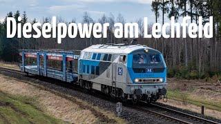 Selten auf der Lechfeldbahn: 218 Power- 218 308 auf Güterwagenmission u. Beifang 218 406 mit IC 2084