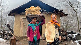 IRAN Daily Village Life! Baking Lavash & Mulberry Bread Having Soup for Dinner