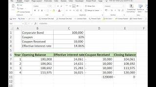 Calculate Effective Interest Rate when Amortising Financial Instruments using IRR function in Excel