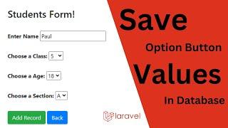 Insert a Option Button Values Into Database Using Laravel - Laravel Forms