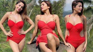 Kate Sharma In Red Swimsuit