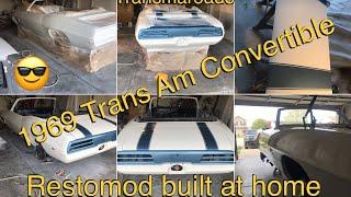 E2 69 Trans Am convertible restoration at home in a 2 car garage