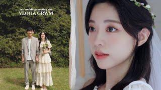 (SUB) 우리 집에서 셀프 웨딩 촬영 한 날 GRWM & VLOG Self-wedding photo at home