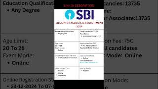 SBI Junior Associate Recruitment 2024: Apply now for your dream job! #shortsfeed #shorts #sbi #job