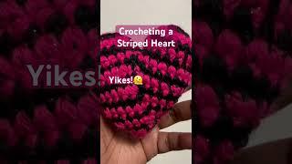 Crocheting striped heart plushies #crochet #crochetheart #amigurumi