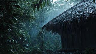Fall Asleep Instantly in a Forest Storm Heavy Rain & Powerful Thunder on a Metal Roof at Night
