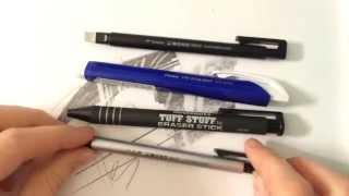 Eraser Review, Comparison, and Demonstration Tombow Mono Pentel Paper Mate