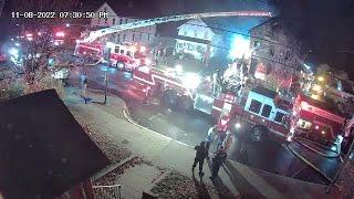 Millers Falls Structure Fire 11/8/22 (video until evac horns)