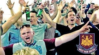 West Ham fans on the Boleyn Ground concourse, big party!